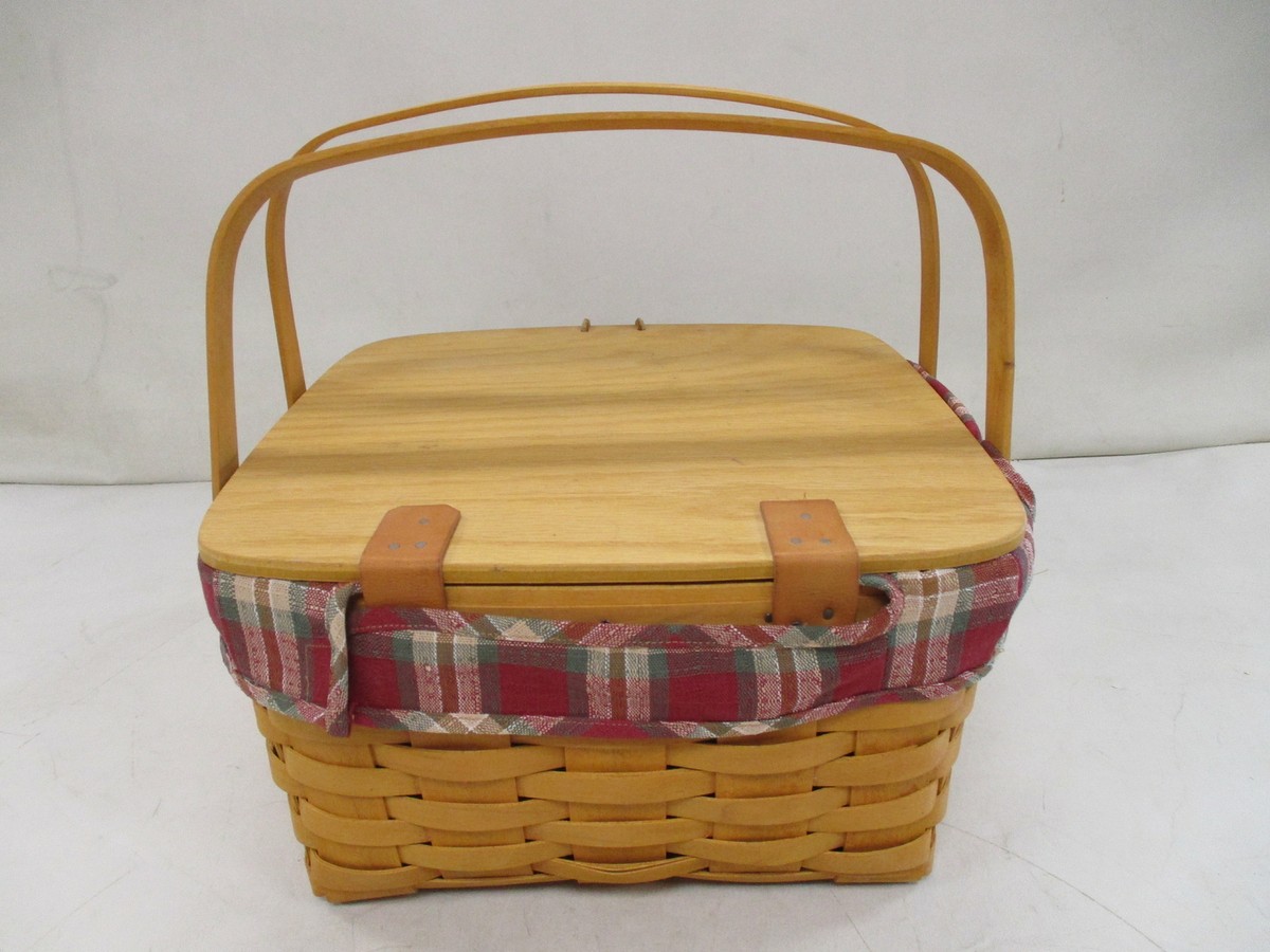 Longaberger ピクニックバスケット LONGABERGER CLASSIC BASKET SMALL PICNIC ORCHARD PARK PLAID