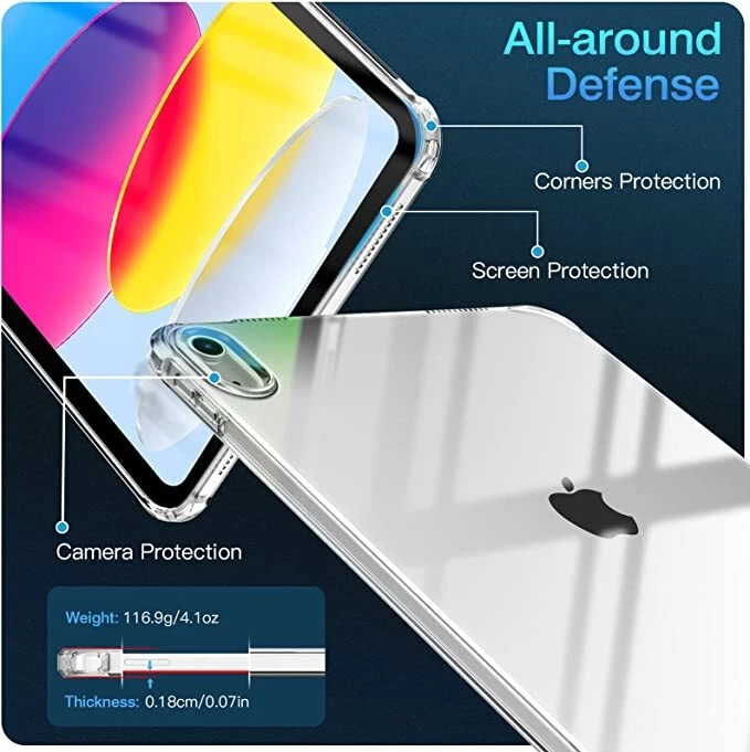 For iPad 10.2 9/8/7 Gen 10.9 10thGen/Air2/3/4/5 Bumper Shockproof Case TPU Cover - Image 3 of 4