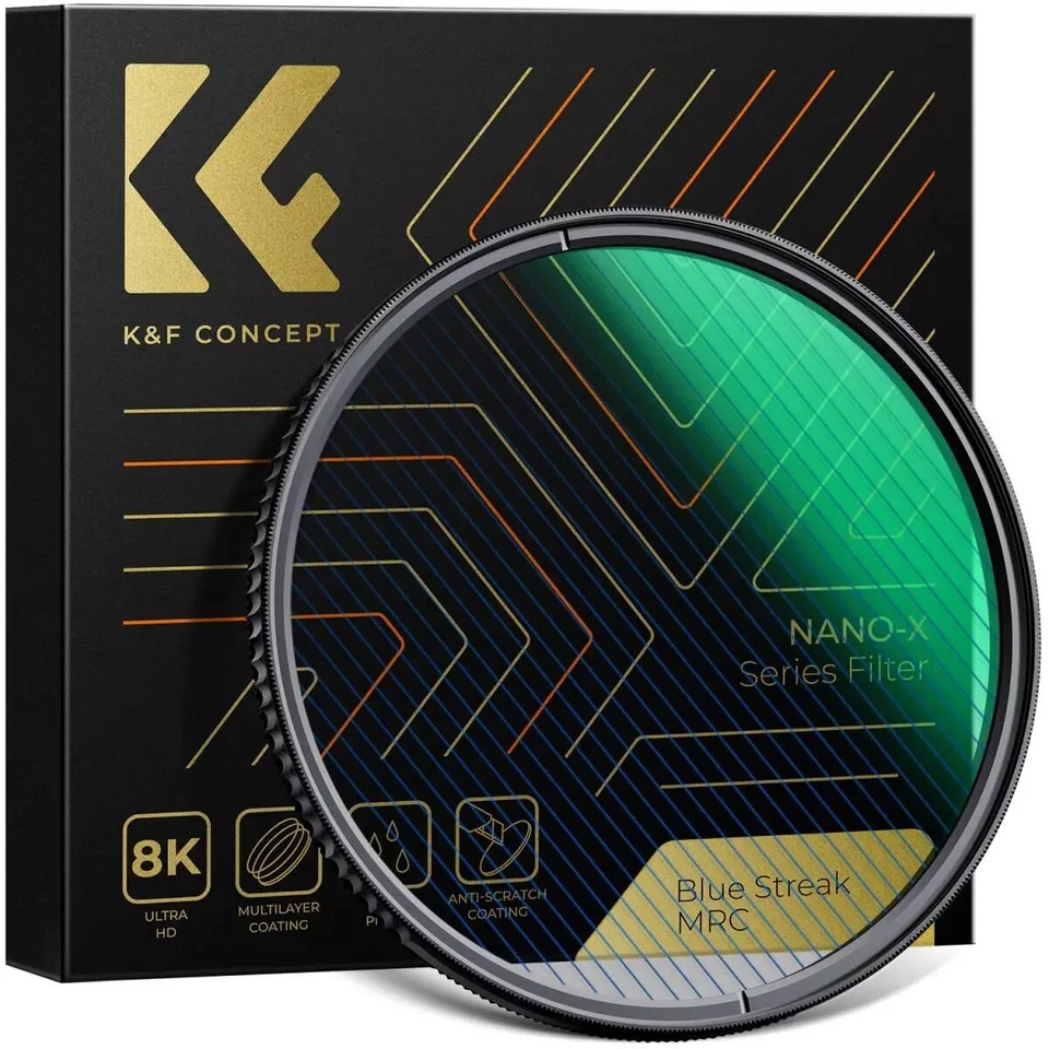 K&F Concept 49-82mm Nano-X Blue Streak Filter Green Film Streak Flare Waterproof - Image 2 of 4