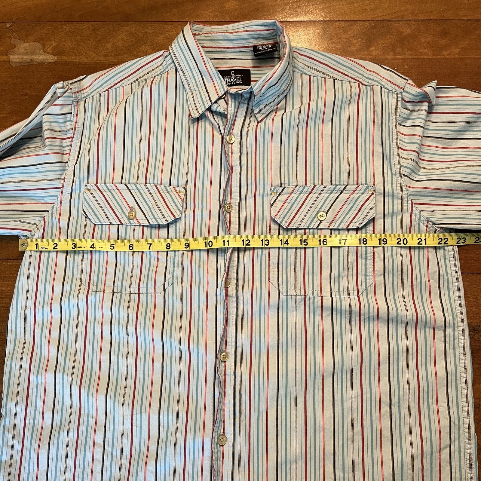 National Geographic Button Down Medium Striped Co… - image 7