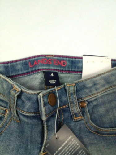 Lands’End Girls Stretch Jeans Shorts with Cuffed Legs and Adjustable Waistband - Picture 2 of 8