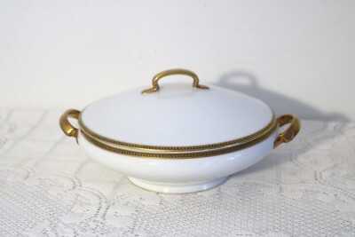 HUTSCHENREUTHER CHS SELB BAVARIA HUT20 Gold Laurel Black Covered Serving Bowl