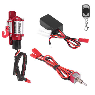 RC Crawler Winch For 1/10 Scale Models - Metal Remote Control Climbing Accessory With Rope & Hook
