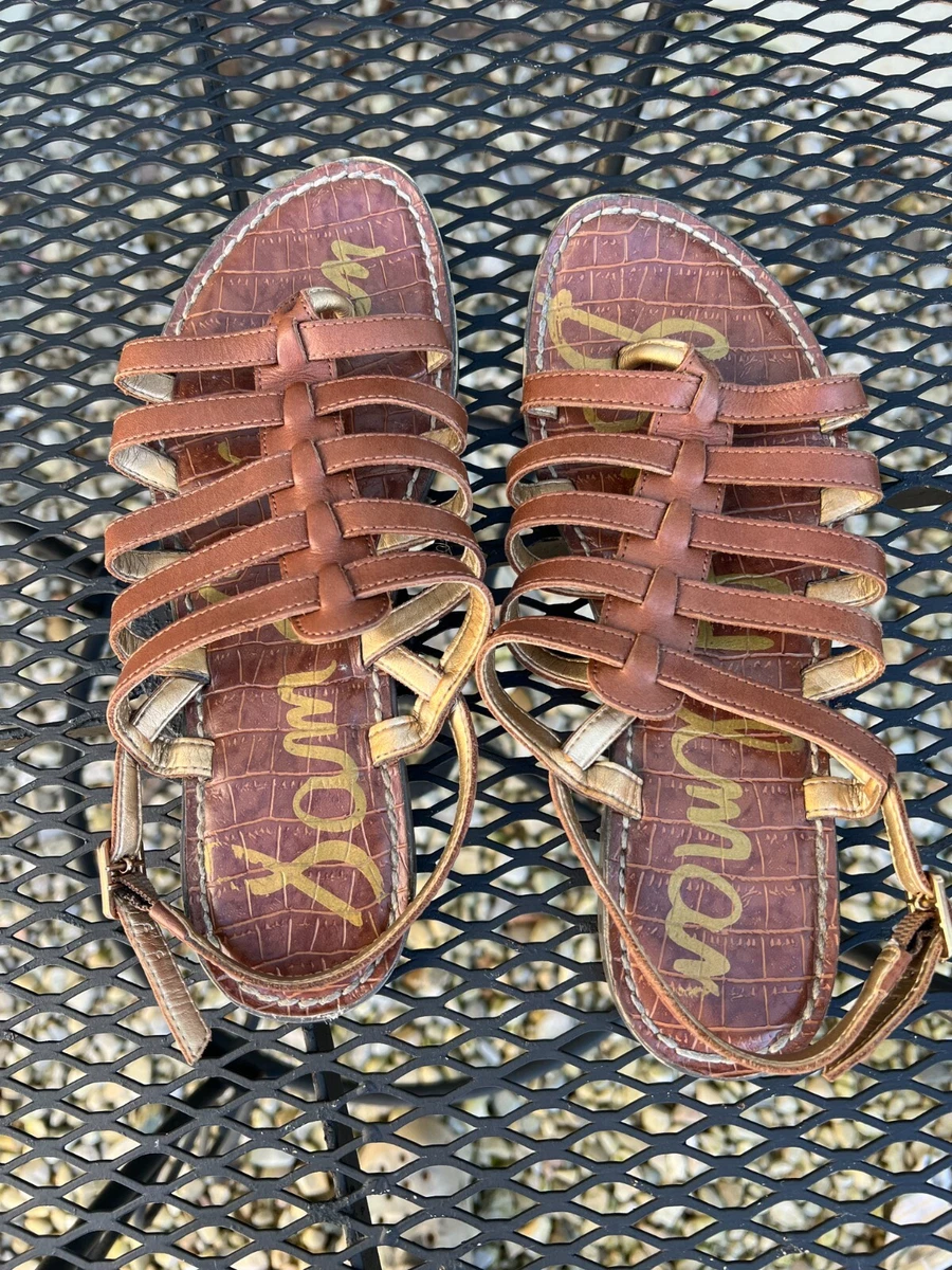 Sam Edelman Garland Womens Brown Leather Strappy Gladiator Thong Sandals Sz 6.5