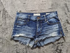 Bullhead Denim Slouchy Short Women's Size 3 Medium Wash Raw Hem
