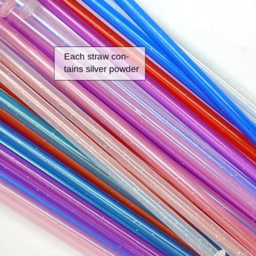 10pcs Colorful Glitter Straw Reusable PP Plastic Straw New Drinking Straws - Afbeelding 1 van 14