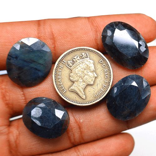 4 Stück Madagaskar Natürlicher Blauer Saphir 18 mm-20 mm Unbehandelt Ovalschliff Edelsteine Posten - Bild 9 von 13