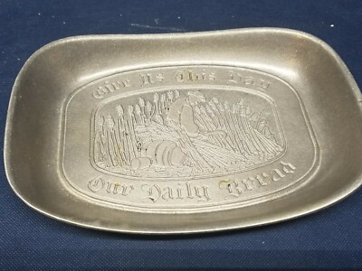Wilton Columbia Pewter Classic Bread Tray ''GIVE US THIS DAY OUR DAILY BREAD'' 
