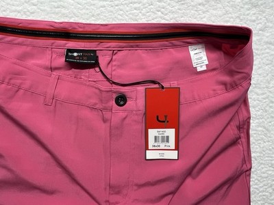 Short Par 4 Golf Pants Mens 38x30 Pink Mark Performance Stretch Slim Fit Outdoor