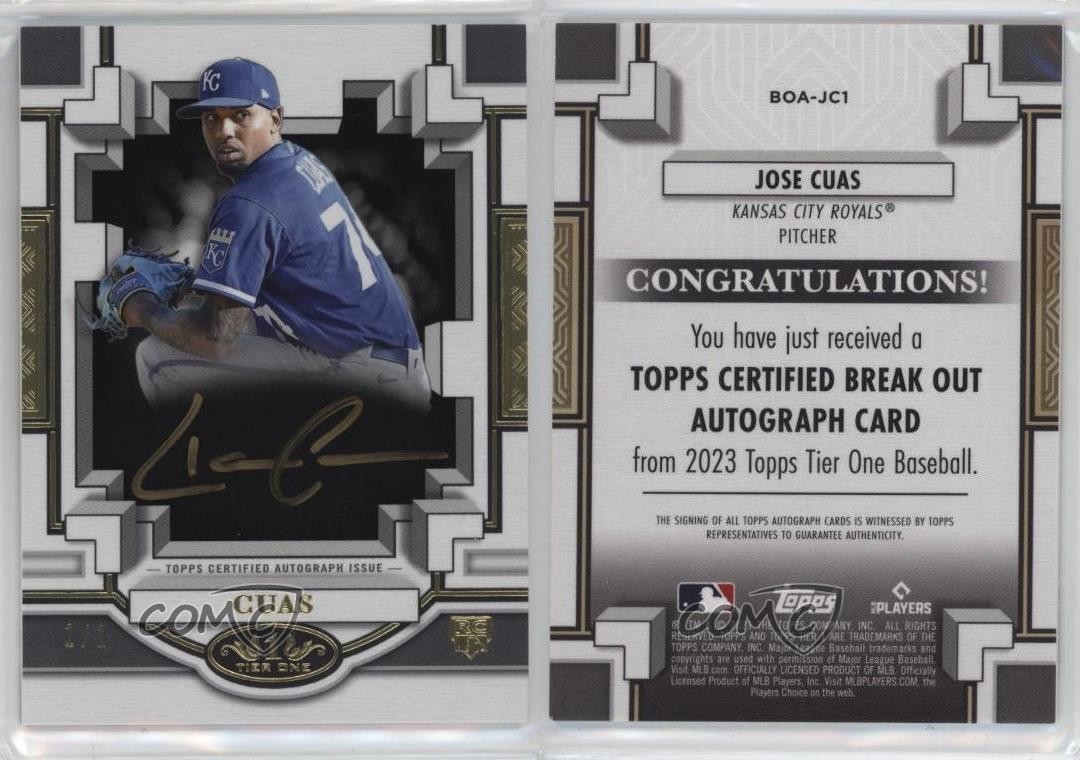 2023 Topps Tier One Break Out Gold Ink 1/1 Jose Cuas #BOA-JC1 Rookie Auto RC lz7 view 3