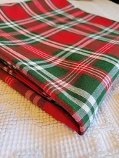 DII Country Plaid Tablecloth 52" X 52" Cotton Red White Gree Farmhouse Christmas