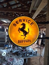 NEW FERRARI (50cm) SERVICE LED (INSIDE/OUTSIDE) ROUND WALL SIGN-DOUBLE SIDED.