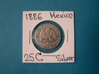 MEXICO COINS 1886 YEAR 25 CENTAVOS NICE SILVER COIN. — photo 1