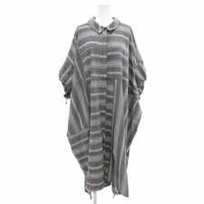 MOYURU Cotton blend Design Dress Collared Random Striped Gray Exc cond