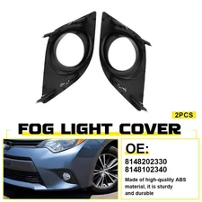 Fog Light Bezel BLACK Cover For 2014 2015 2016 Toyota Corolla Front Bumper TRIM