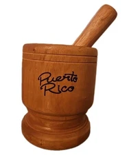 Big WOODEN MORTAR & PESTLY PILON Y MACETA PARA MOFONGO EN MADERA Puerto Rico 