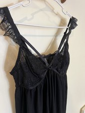 Women's Torrid Curve Size 1 Babydoll Lingerie Dress Black Sheer Lace Strappy