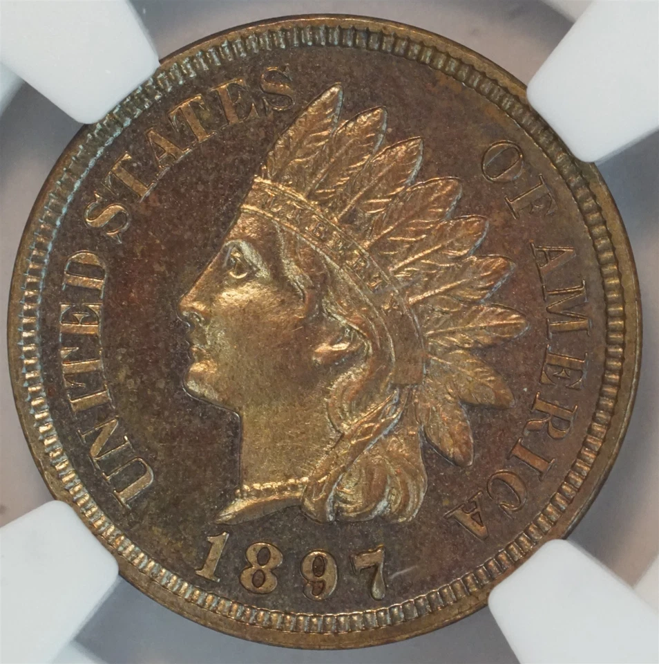 1897 Indian Head Cent PROOF PF 64 RB NGC 1C US COIN Penny ONLY 1,938 Minted! - Image 3 of 4