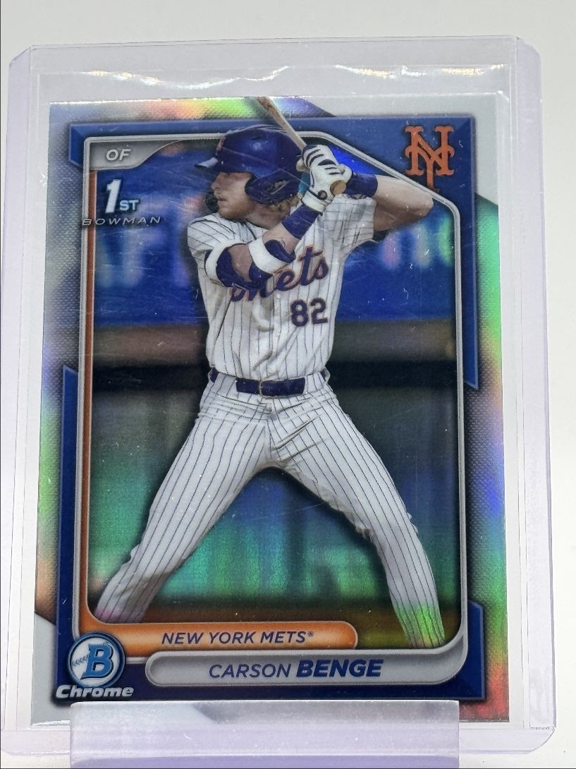 CARSON BENGE 2024 BOWMAN CHROME DRAFT 1ST BASEBALL REFRACTOR METS Q3839