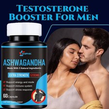 Ashwagandha Root Extract 5200mg KSM66 60Caps Vegan Stress Supplement, ED Support