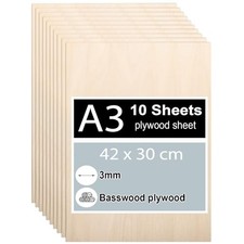 10 pezzi Compensato 3mm, Legno Compensato di Tiglio A4 42 x 30 cm, Fogli di Comp