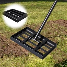 Lawn Leveling Rake 14"x10", Heavy Duty Stainless Steel Lawn Leveler, 75" Adju...
