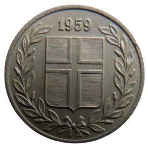 1959 Iceland 25 Aurar Coin