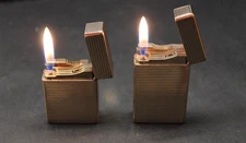 Vintage "ST. Dupont" Pocket Gas Lighters-Gold Plt-Horizontal Lines-France '70s