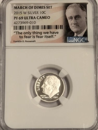 2015-W West Point Silver March Of Dimes 10C NGC PF69 Ultra Cameo Roosevelt