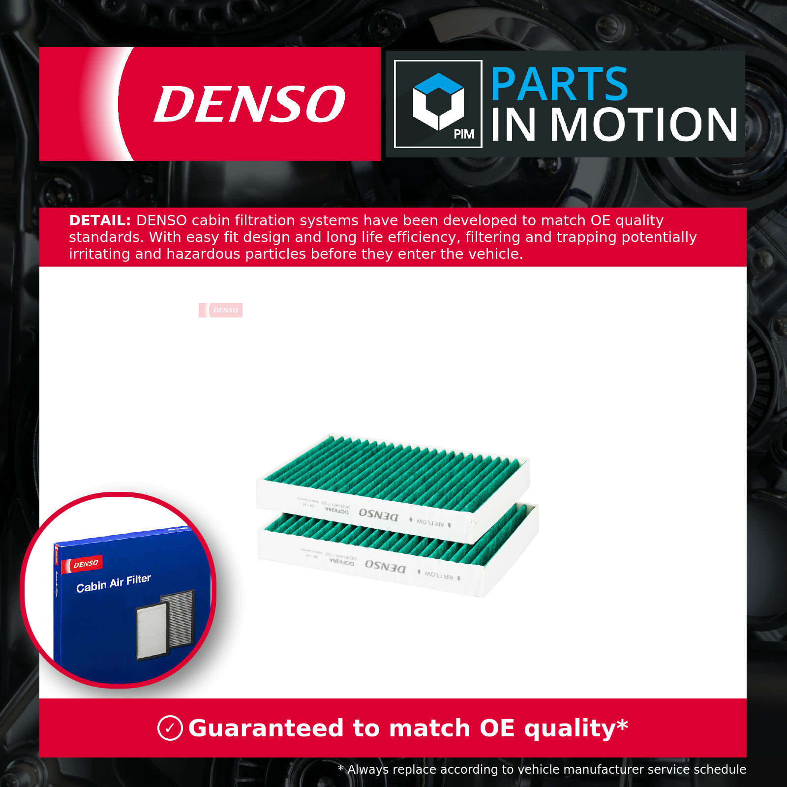 Pollen / Cabin Filter DCF839A Denso 64115A13762 Genuine Top Quality Guaranteed