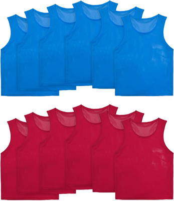 Lot De 12 Chasubles Football Adultes Et Enfants – 2 Couleurs, Séchage Rapide, Avec Numéros Pour Entraînement