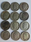 Lot of 12 Roosevelt Dimes 1950-1959 90% Silver
