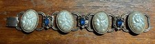 Vintage Ornate Gold-Tone Blue Rhinstones & MO...