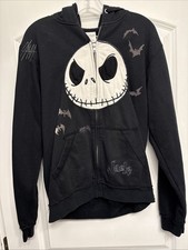 Rare Disney The Nightmare Before Christmas Jack Skellington Zip Up Hoodie M Bats