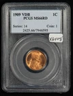 1909 VDB 1c Lincoln Wheat Small Cent - PQ Red - PCGS MS 66 RD - SKU-X6408