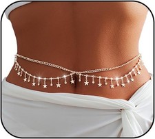 Gold Belly Chain Rhinestone Body Jewelry Chain Plated Waist Chains Layered Body
