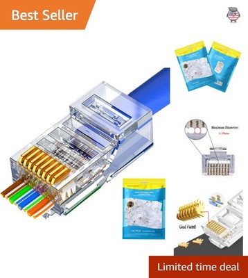 Gold Plated 8P8C RJ45 Ethernet Connectors (100 Count) for Custom Cable Solutions
