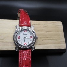 Red Leather Strap Quartz Watch with Red Dial and Stainless Steel Case — listing 2