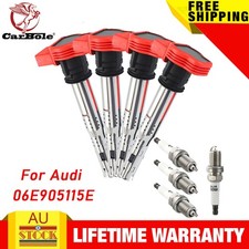4× Ignition Coils & 4x Spark Plugs For Audi A4 A5 A6 A7 A8 Q5 V6 3.2L Quattro AU