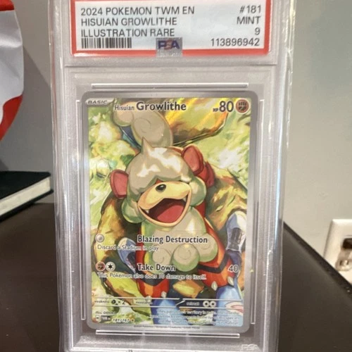 Pokemon 2024 SV06 Twilight Masquerade Hisuian Growlithe IR Holo 181/167 PSA 9