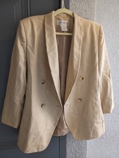 Jones New York Double-Breasted Blazer In A Light Beige Or Tan Color.