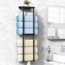 Towel Rack for Bathroom Wall Mounted Vertical Rolled Towel Storage Organizer