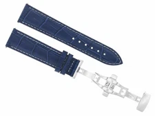 22MM LEATHER WATCH BAND STRAP DEPLOYMENT CLASP BUCKLE FOR BREITLING BLUE WS