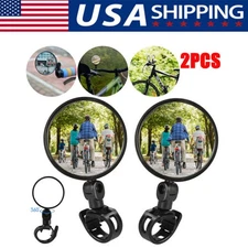 2Pcs Bike Mirror Rotaty Round MTB Road Handlebar Bicycle Rear View Glass Cycling