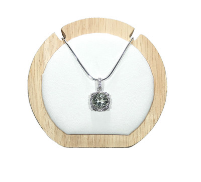 4.13 ct Natural Light Green Amethyst, White Topaz Solid Sterling Silver Necklace