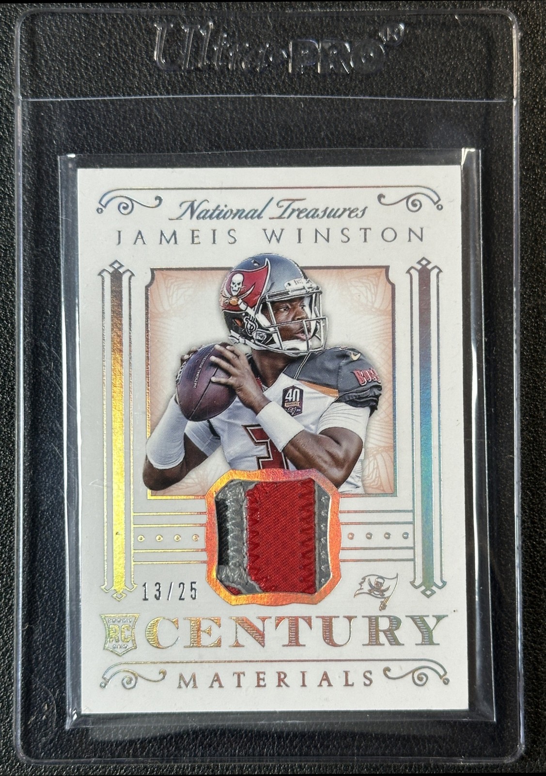 Jameis Winston Panini National Treasures Century Materials #CMJW Prime Holo Gold