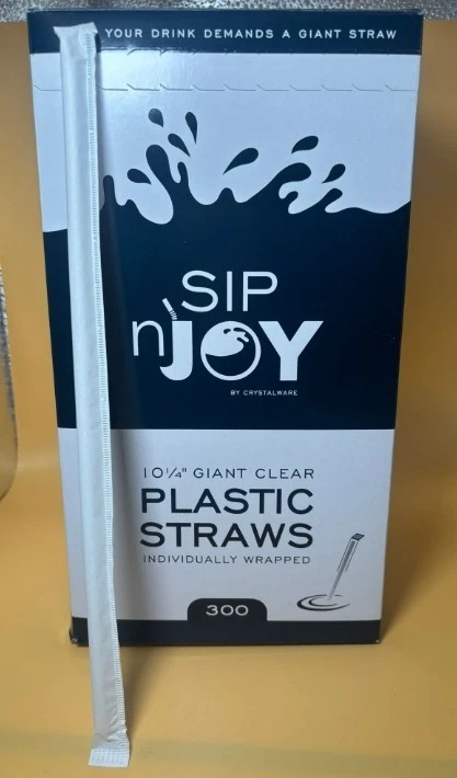 Pajitas gigantes de 10,25"" de plástico desechable envuelto en papel transparente 1200 un./estuche Foto 2 de 2