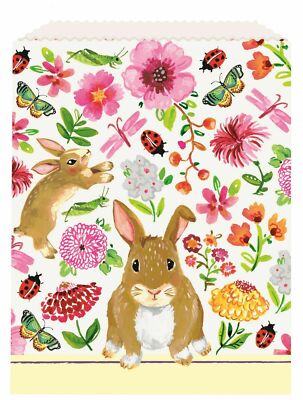 PKT 8 EASTER TREAT BAGS PARTY TABLE DECORATION RABBIT BIRTHDAY BABY SHOWER BUNNY