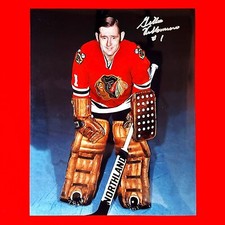 Autographed Gilles Villemure Chicago Blackhawks Photo - X3