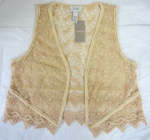 CHICO'S APPAREL 30 ANIVERSARIO CHARLOTTE CHALECO DETALLADO FRAPPE NUEVO CON ETIQUETAS $89 TALLA S/M - Imagen 2 de 7